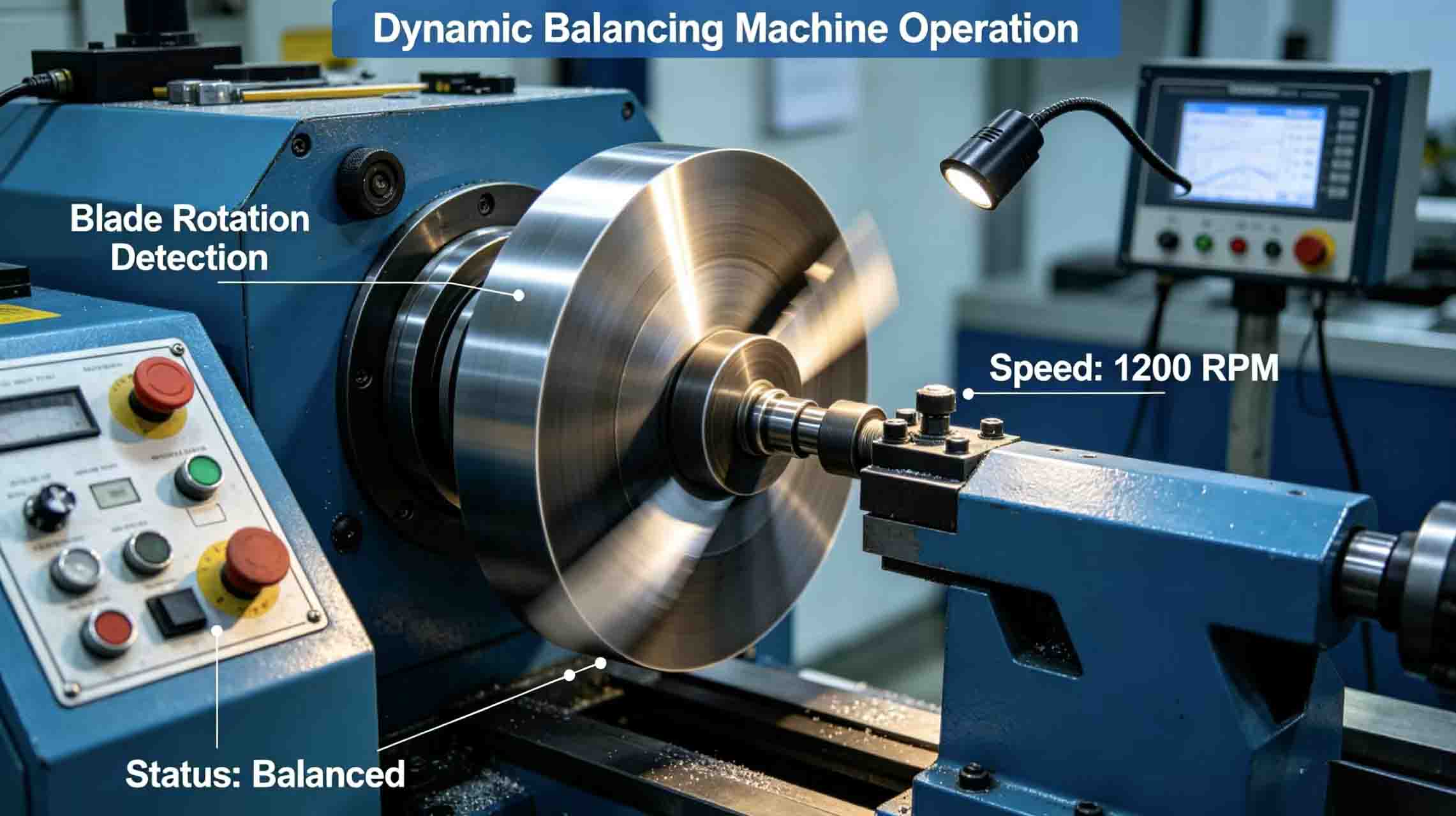 Dynamic balancing machine operation image Dynamic balancing machine operation image